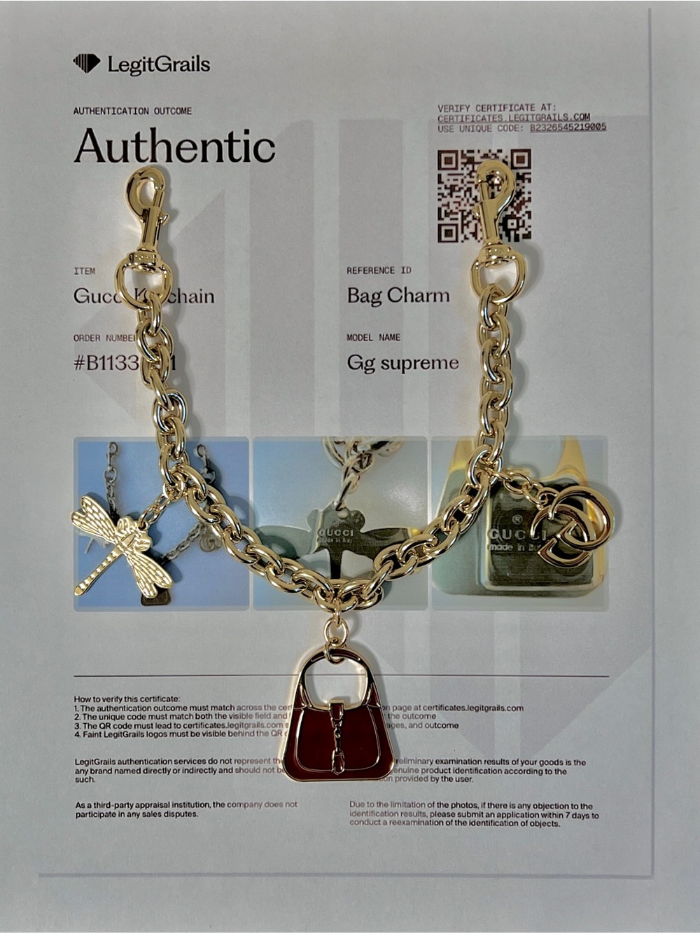Gucci bag chain charm Pre-Fall 2025 collection NWOT comes with COA - Picture 9 of 9